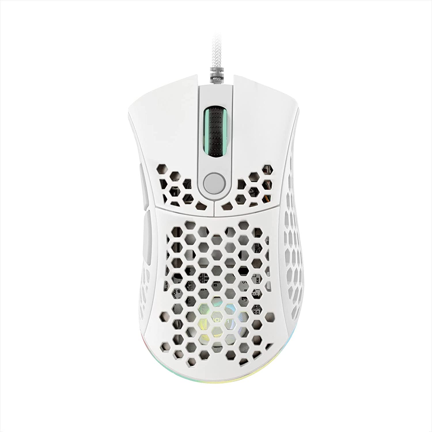 Mouse usb gaming Noua myst mesh bianco RGB pixart 3325 7 tasti 10000DPI regolabi foto 2